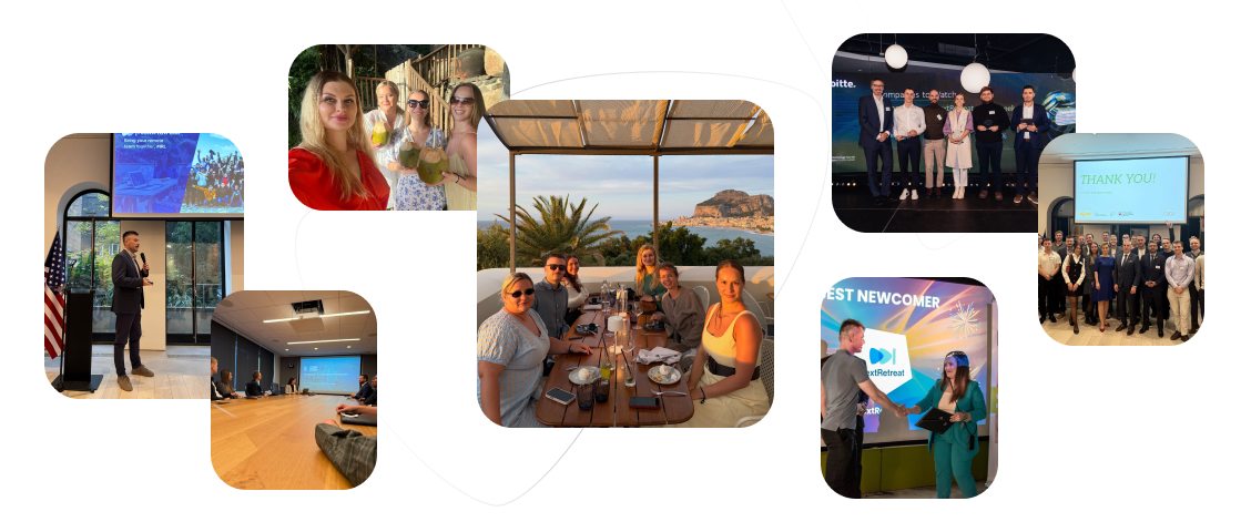 A collage of NextRetreat team moments and retreats